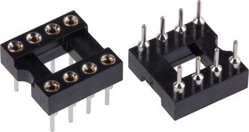 W30508TRC, 2.54mm Pitch Vertical 8 Way, Through Hole Turned Pin Open Frame IC Dip Socket, 5A