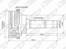 TO-014A, Шрус наружный TOYOTA COROLLA/SPRINTER/ CORONA/CALDINA/CARINA 4/5A/4/5E 88-02