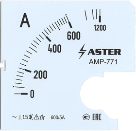 Фото 1/2 Aster Шкала к амперметру AMP-771 600/5 А SC771-600