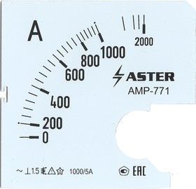 Фото 1/2 Aster Шкала к амперметру AMP-771 1000/5 А SC771-1000
