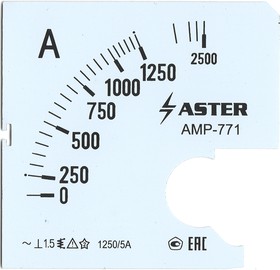 Фото 1/2 Aster Шкала к амперметру AMP-771 1250/5 А SC771-1250