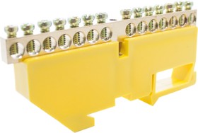 Engard Шинки нулевые латунные на дин-опоре ШНИ 6х9мм 14 отв. цвет желтый DBN-26-14PE