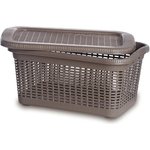 Корзина Rattan 40л, 59x40x29 см, с крышкой пластик, цвет в асс-те 2169