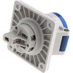 1366, IP44 Blue Panel Mount 3P Industrial Power Socket, Rated At 16A, 230 V