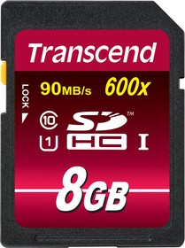 Фото 1/2 TS8GSDHC10U1, 8 GB SDHC SD Card, Class 10, UHS-1 U1