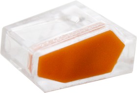 Фото 1/2 Elvert Зажим разветвительный втычной трехгнездовой прозрачный с оранжевой вставкой макс.сечение 2,5 кв.мм 24 А (1 пакет/50 шт.) TC-253