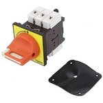 Emergency stop/main switch, Rotary actuator, 3 pole, 25 A, (W x H) 60 x 74 mm ...