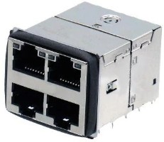 2250681-1, Modular Connectors / Ethernet Connectors MagJack RJ45,2X2,10G,4PPOE 600mA,W/ LIGHT PIPE,/,PRESS FIT