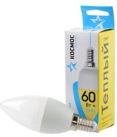 Фото 1/2 КОСМОС ЭКОНОМИК/BASIC LED7.5wCNE1430 7.5Вт E14 3000K BL1, Лампа светодиодная