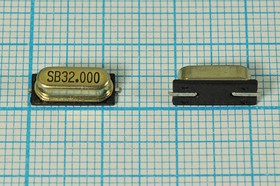 Кварцевый резонатор 32000 кГц, корпус SMD49S4, нагрузочная емкость 16 пФ, марка SX-1, 3 гармоника, (SB32.000)