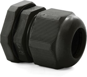 Фото 1/2 Кабельный ввод (сальник) пластиковый черный MG20, диаметр кабеля 6-12 мм (1 шт.)