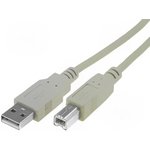AK-300102-018-E, Cable; USB 2.0; USB A plug,USB B plug; nickel plated; 1.8m; grey