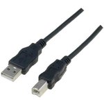 USB 2.0 Adapter cable, USB plug type A to USB plug type B, 1.8 m, black