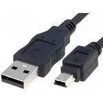 CAB-MUSB-A5/0.3, Кабель, USB 2.0, вилка USB A, вилка mini USB B, 0,3м, черный