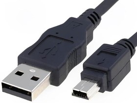 Фото 1/2 93228, Кабель, USB 2.0, вилка USB A, вилка mini USB B, 0,15м, черный