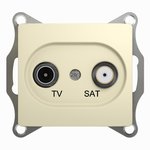 GSL000297, GLOSSA Розетка телевизионная TV-SAT одиночная в рамку 1дБ бежевая