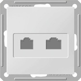 Фото 1/3 RSI-251KK5E-1-86, W59 Розетка двойная компьютерная скрытая в рамку белая