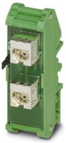 Фото 1/3 2901646, Patch panel - two RJ45 sockets (1:1 assignment) - CAT5e - 10/100/1000 Mbps - DIN rail mounting - IP20 - option of ...