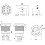 36-3423, Кнопка антивандальная ø19 12В(LED) Фикс (5с) OFF-ON/ON-OFF подсв/зеленая