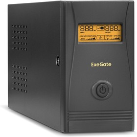 Фото 1/3 Источник бесперебойного питания ExeGate Power Smart ULB-850.LCD.AVR.EURO.RJ 850VA/480W, LCD, AVR, 2 евророзетки, RJ45/11, Black