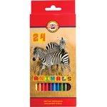 Карандаши цветные KOH-I-NOOR "Animals", 24 цвета, шестигранные ...