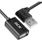 GCR-AUEC6M-0.15m, GCR Удлинитель 0.15m USB AM угловой левый/AF, черный ...