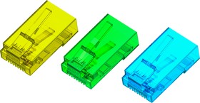 Фото 1/9 GCR-51802, GCR Коннектор цветной RJ-45 cat.5e UTP Male, 8p8c (15 шт/3 цвета по 5шт) для многожильного кабеля
