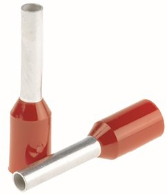 06490015000, PLIO Insulated Crimp Bootlace Ferrule, 8mm Pin Length, 1.8mm Pin Diameter, 1mm² Wire Size, Red