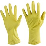 Латексные перчатки с хлопковым напылением утолщенные, желтые, р. 9, L 1289609