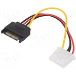 AK-CA-11, Кабель: питания SATA, Molex "мама", SATA "папа", 0,15м