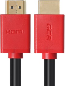Фото 1/6 GCR-HM450-2.0m, GCR Кабель 2.0m HDMI Ultra HD 4K 60Hz, Full HD, 3D, черный, красные коннекторы, 24K GOLD, 30/30 AWG,