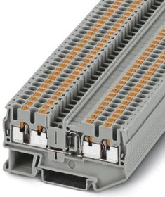 Фото 1/3 Component terminal block, push-in connection, 0.14-4.0 mm², 4 pole, 500 mA, 8 kV, gray, 3210266