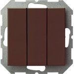Трехклавишный выключатель Эпсилон IJ3 16-001-01 E/R коричневый, без рамки 28-134