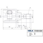 CV20-024, ШРУС внутренний 24/22 шл., левый/правый
