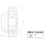 CV20995, ШРУС VAG Octavia 00-; Passat (B6, B7) 05-, Polo Sedan 11-, Tiguan 07- ...