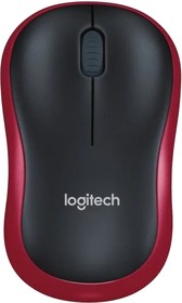 Фото 1/8 Мышь Logitech M186, оптическая, беспроводная, USB, черный и красный [910-004133]