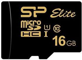 SP016GBSTHBU1V1GSP, Флеш карта microSD 16GB Silicon Power Elite Gold microSDHC Class 10 UHS-I U1 85Mb/s (SD адаптер)