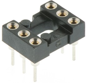 Фото 1/4 110-87-306-41-001101, 2.54mm Pitch Vertical 6 Way, Through Hole Turned Pin Open Frame IC Dip Socket, 1A