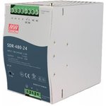 SDR-480-24, DIN Rail Power Supply, 94%, 24V, 20A, 480W, Adjustable