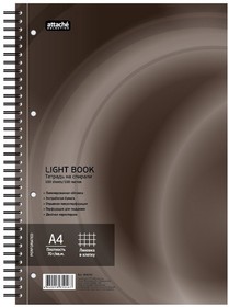 Фото 1/3 Бизнес-тетрадь 100л,кл,А4,LightBook, спираль,обл.корич,блок белый 70г/м