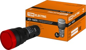 Фото 1/2 Лампа AD-16DS(LED)матрица d16мм красный 110В AC/DC TDM