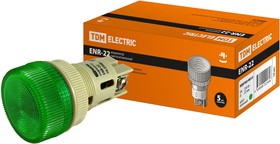 Лампа ENR-22 сигнальная d22мм зеленый неон/230В цилиндр TDM