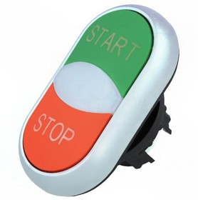 M22-DDL-GR-GB1/GB0, Двойная кнопка с сигнальной лампой с обозначением "start", "stop", цвет зеленый/красный