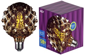 Фото 1/8 Лампа светодиодная VINTAGE GOLD Filament колба "Еж" шар G125 E27 5Вт 2200К теплый свет REV 32449 2