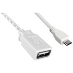 3021070-005M, USB Cables / IEEE 1394 Cables USB 2.0 F TO M STRAT 0.5M CORD WHITE