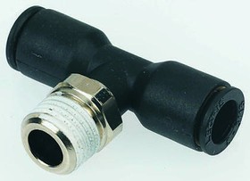 3108 10 13, LF3000 Series Tee Threaded Adaptor, Push In 10 mm to Push In 10 mm, Threaded-to-Tube Connection Style
