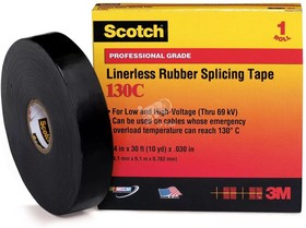 7000006090, Scotch® Linerless Rubber Splicing Tape - 1 in x 30 ft - Black.