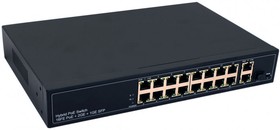 Фото 1/3 PoE коммутатор Fast Ethernet на 16 x RJ45 PoE + 2 x RJ45 GE + 1 SFP GE порта. NS-SW-16F3G-P