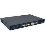 PoE коммутатор Fast Ethernet на 24 x RJ45 портов + 2 x GE Combo uplink порта ...