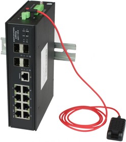 Промышленный управляемый(L2+) коммутатор Gigabit Ethernet на 8GE RJ45 +4GE SFP, функция мониторинга темп/влаж/напряж